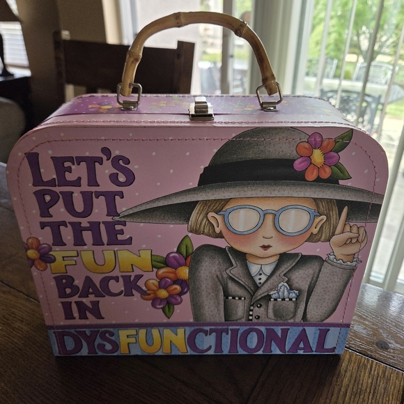 Mary Engelbreit Other - Mary Engelbreit "Let's Put The Fun Back In DysFUNctional" Cardboard Suitcase